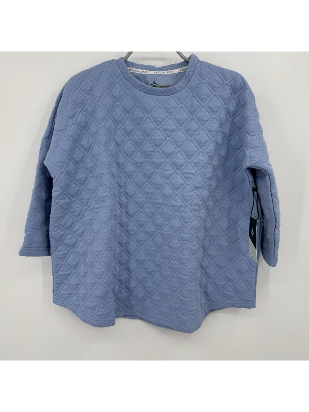 Tuckernuck TNUCK Sport Hydrangea Blue Quilted Crew Neck Pullover Top size XS/S